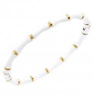 Gold Plated With White Enamel stainless Steel Bracelets. 60mm by 50mm