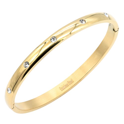 Gold Plated Stainless Steel Bangle Bracelets, 6MM Width