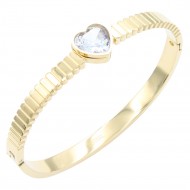 Gold Plated with Clear Stone Stainless Steel Bracelets