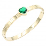 Gold Plated With Green Stone Stainess Steel Bracelets