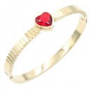 Gold Plated With Pink Stone Stainess Steel Bracelets