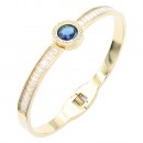 Gold Plated With Blue Color Stone Stainless Steel Bracelets