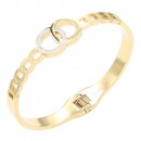 Gold Plated Stainless Steel Hinged Bangle Bracelets.
