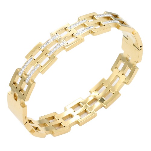 Gold Plated Stainless Steel Hinged Bangle Bracelets.