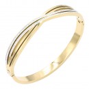Stainless Steel With Clear CZ Bangle Bracelets