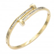 Gold Plated Stainless Steel Hinged Bangle Bracelets.
