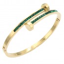 Gold Plated Stainless Steel Hinged Bangle Bracelets.