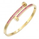 Gold Plated Stainless Steel Hinged Bangle Bracelets.