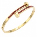 Gold Plated Stainless Steel Hinged Bangle Bracelets.