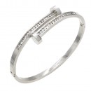 Gold Plated Stainless Steel Hinged Bangle Bracelets.
