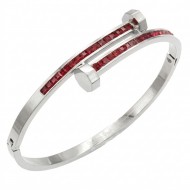 Stainless Steel with Red Color stone Hinged Bangle Bracelets.