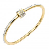 Gold Plated Stainless Steel White Color Hinged Bangle Bracelets.