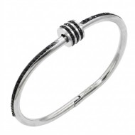 Stainless Steel Black Color Hinged Bangle Bracelets.