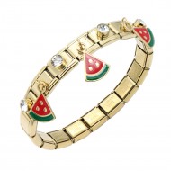 Gold Plated With Watermelon Stainless Steel Bracelets Gold Plated With Watermelon Stainless Steel Bracelets