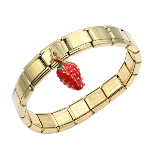 Gold Plated With Strawberry  Stainless Steel Bracelets Gold Plated With Strawberry  Stainless Steel Bracelets