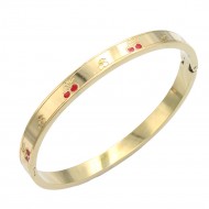 Gold Plated With Cherry Stainless Steel Bangles Gold Plated With Cherry Stainless Steel Bangles