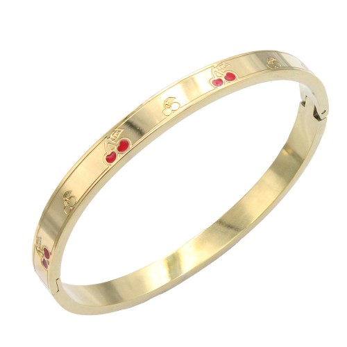 Gold Plated With Cherry Stainless Steel Bangles Gold Plated With Cherry Stainless Steel Bangles