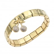 Gold Plated With Cherry Stainless Steel Adjustable Bracelets Gold Plated With Cherry Stainless Steel Adjustable Bracelets
