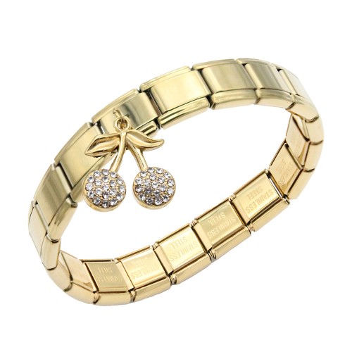 Gold Plated With Cherry Stainless Steel Adjustable Bracelets Gold Plated With Cherry Stainless Steel Adjustable Bracelets