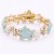 Gold-Plated-With-White-and-Turqouise--Star-Fish-and-AB-Crystal-Strertch-Bracelets-Turquoise White