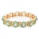 Gold Plated With Green Clear Stretch Bracelets