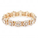 Gold Plated With White Clear Stretch Bracelets