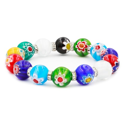 Multi Color Glass Bead Stretch Bracelet