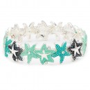 Silver Plated Turquoise Blue Starfish Stretch Bracelet