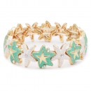 Silver Plated Turquoise Blue Starfish Stretch Bracelet