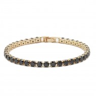 Gold Plated 7'' Length With All Black Round 4mm CZ Bracelets