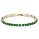 Gold Plated With All Green Emerald  Round CZ 4mm.Bracelets. 7"