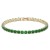 Gold-Plated-With-All-Green-Emerald--Round-CZ-4mm.Bracelets.-7"-Gold Green