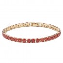 Gold Plated With All Red Garnet 7" Round CZ 4MM Bracelets 7"