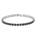 Rhodium Plated With All Black 7" Round CZ 4mm CZ Bracelets