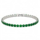 Rhodium Plated With All Black 7" Round CZ 4mm CZ Bracelets