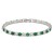 Rhodium-Plated-With-Clear-&-Green-Emerald-Color-Alternate-7"-Round-CZ-4mm-Rhinestone-Bracelets-Rhodium Green