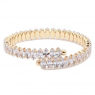 Gold Color With Clear Marquise CZ Cuff Bracelets