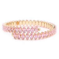 Gold Plated With Pink Color marquise CZ Cuff Bracelets
