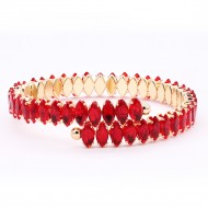Gold Color With Red Marquise CZ Cuff Bracelets