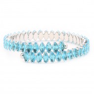 Rhodium Color With Aqua Blue Marquise CZ Cuff Bracelets