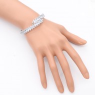 Rhodium Color With Clear Marquise CZ Cuff Bracelets