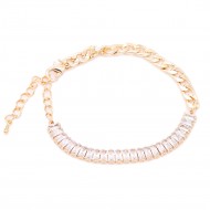 7 inch long Gold color Clear CZ Chain Bracelets