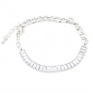 7 inch long Rhodium color Clear CZ Chain Bracelets