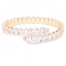 Gold Plated With Clear Oval CZ Cuff Bracelets