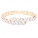 Gold Plated With Clear Round CZ Cuff Bracelets