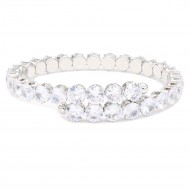 Rhodium Color With Clear Round CZ Cuff Bracelets