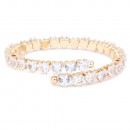 Gold Plated With Clear Heart CZ Cuff Bracelets