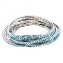 Silver Tone 12 Row Rhinestone Stretch Bracelets