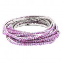 Gold Plated With Light Pink combination Bracelet, 12 Strands