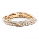 Gold Plated With Light Pink combination Bracelet, 12 Strands